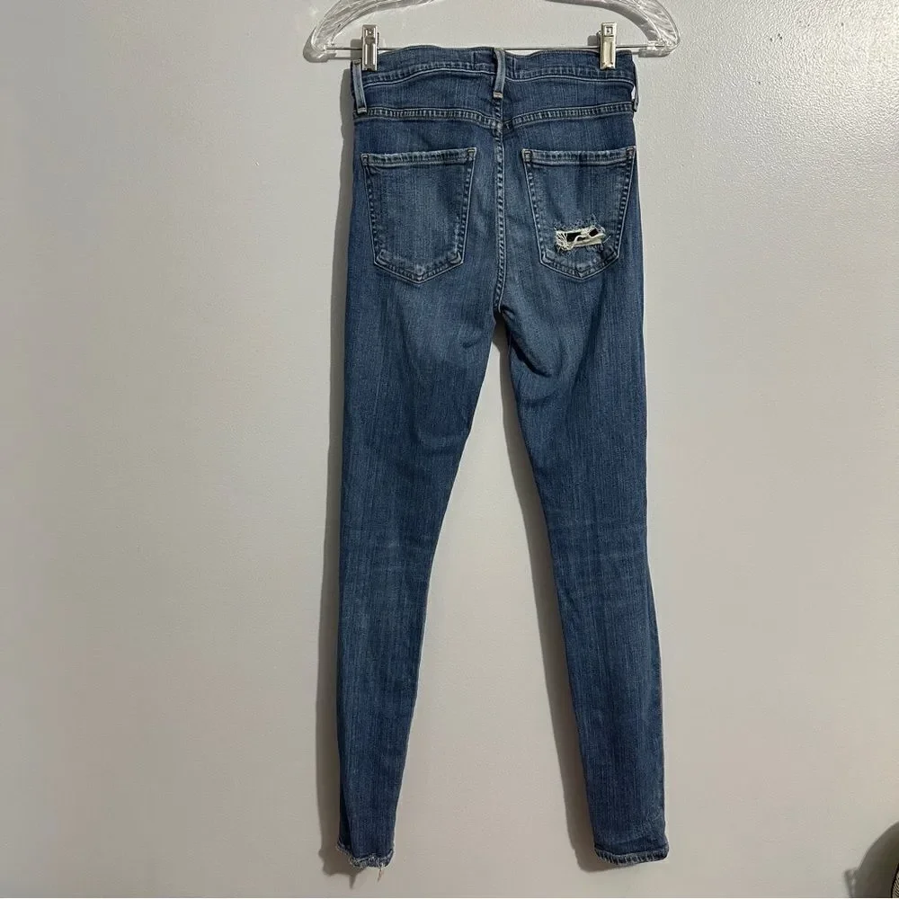 Agolde Jeans Womens 25 Blue Denim Distressed Skinny Straight Leg Casual Bottoms